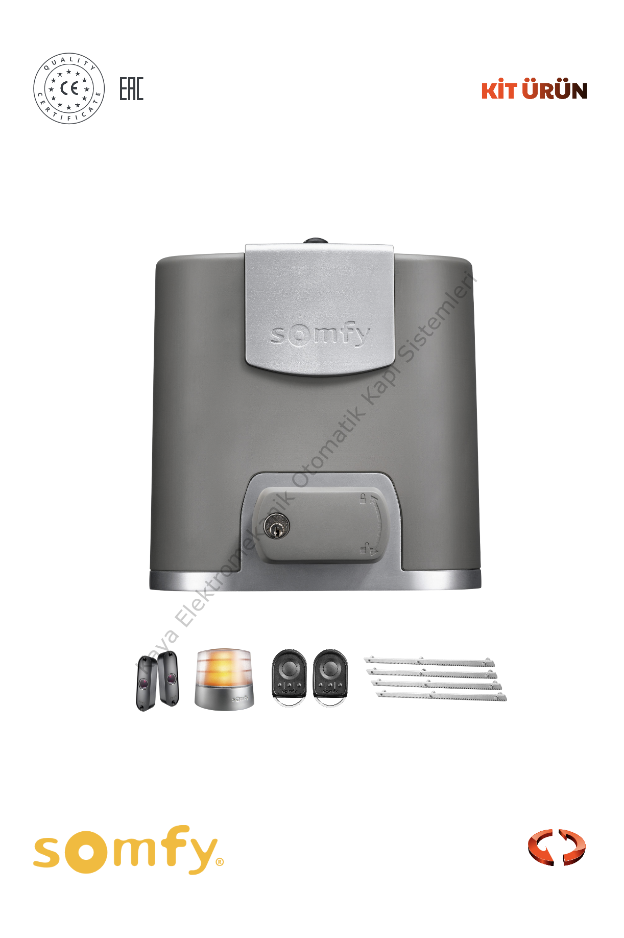 Somfy Elixo 500KG 24V Comfort Pack Yana Kayar Bahçe Kapısı Motor Kiti (Otomatik Kapı Motoru) (Aksesuarlı Kit)