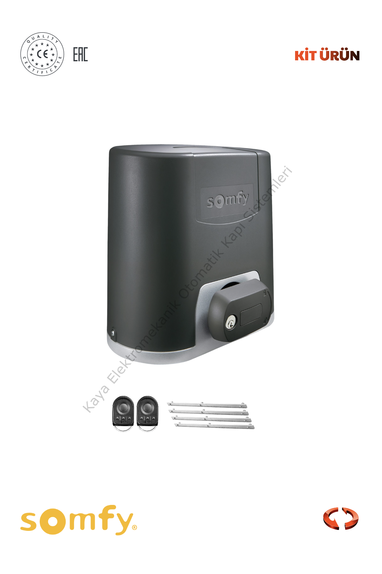 Somfy Elixo 800KG 230V Standart Pack Yana Kayar Bahçe Kapısı Motor Kiti (Otomatik Kapı Motoru) (Aksesuarlı Kit)